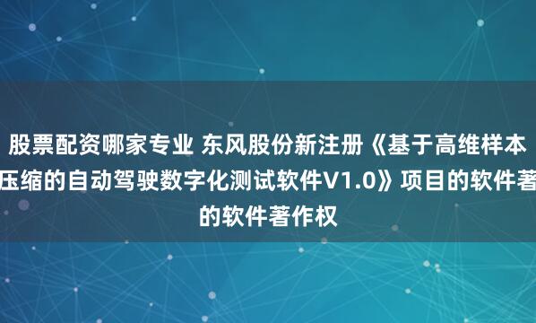 股票配资哪家专业 东风股份新注册《基于高维样本空间压缩的自动驾驶数字化测试软件V1.0》项目的软件著作权