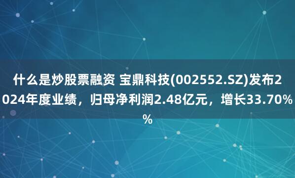 什么是炒股票融资 宝鼎科技(002552.SZ)发布2024年度业绩，归母净利润2.48亿元，增长33.70%