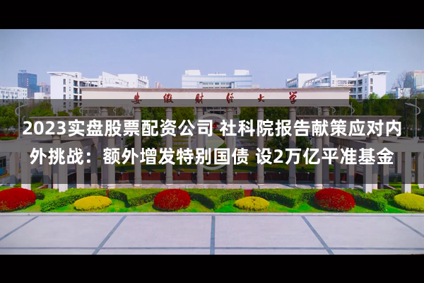 2023实盘股票配资公司 社科院报告献策应对内外挑战：额外增发特别国债 设2万亿平准基金